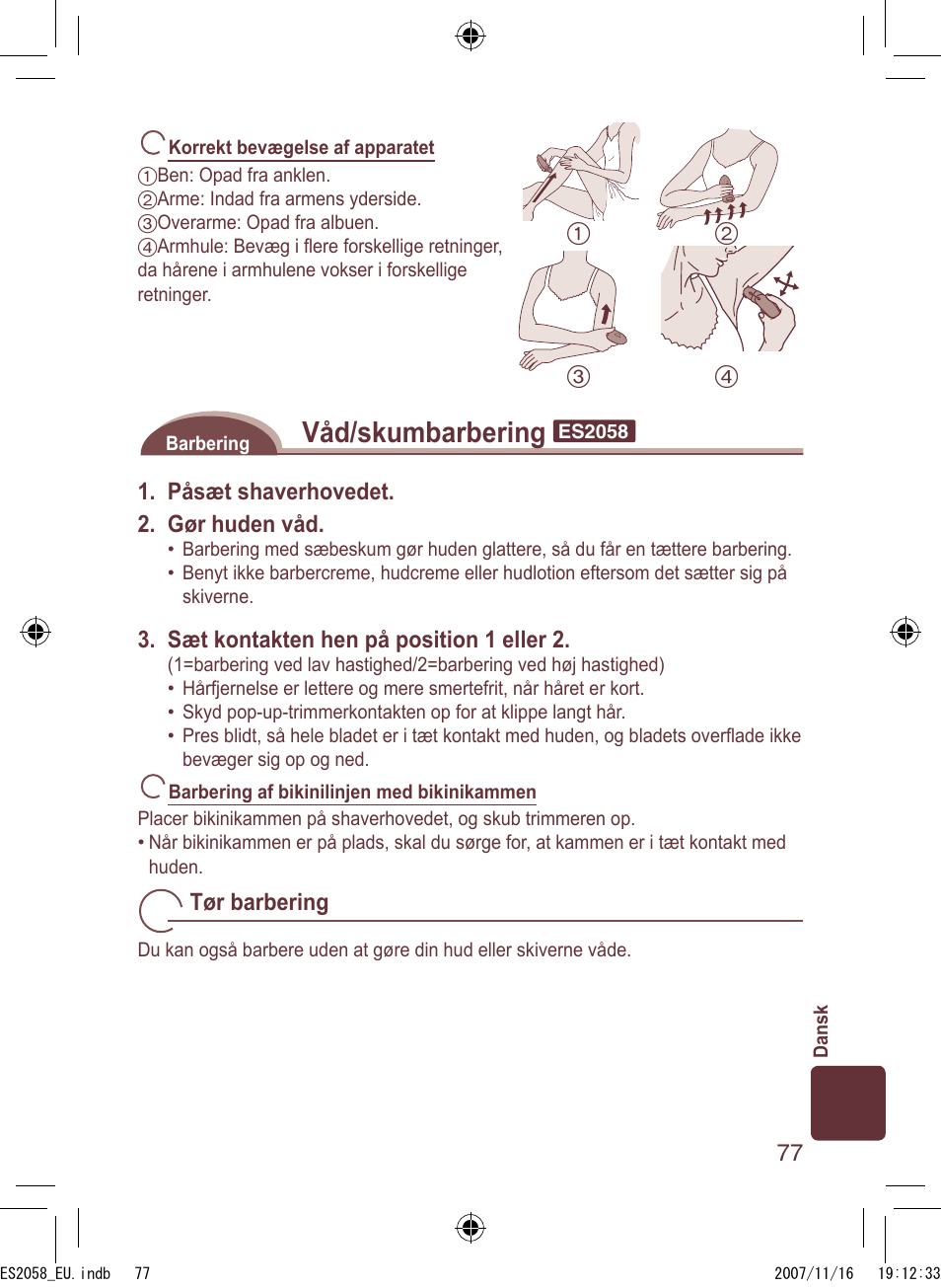 Våd/skumbarbering | Panasonic ES2056 User Manual | Page 77 / 168