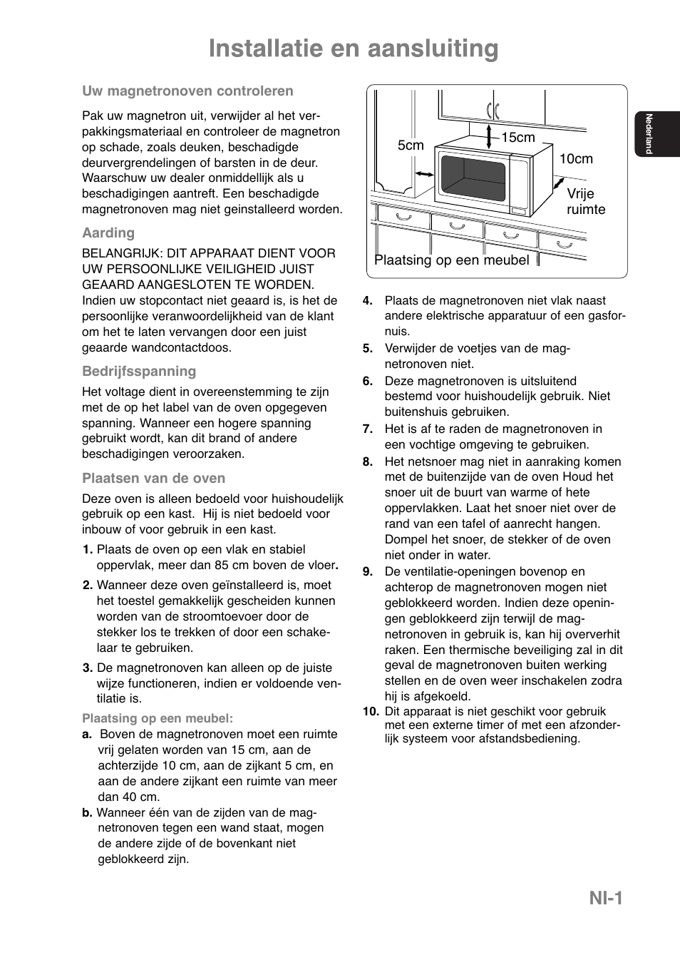Ni-1 | Panasonic NNE251 User Manual | Page 15 / 194