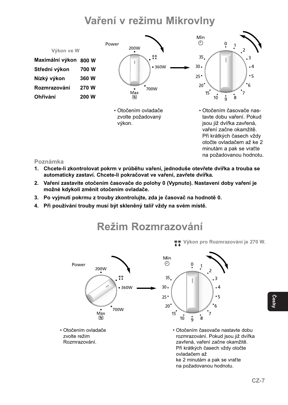 Vaření v režimu mikrovlny režim rozmrazování | Panasonic NNE251 User Manual | Page 153 / 194
