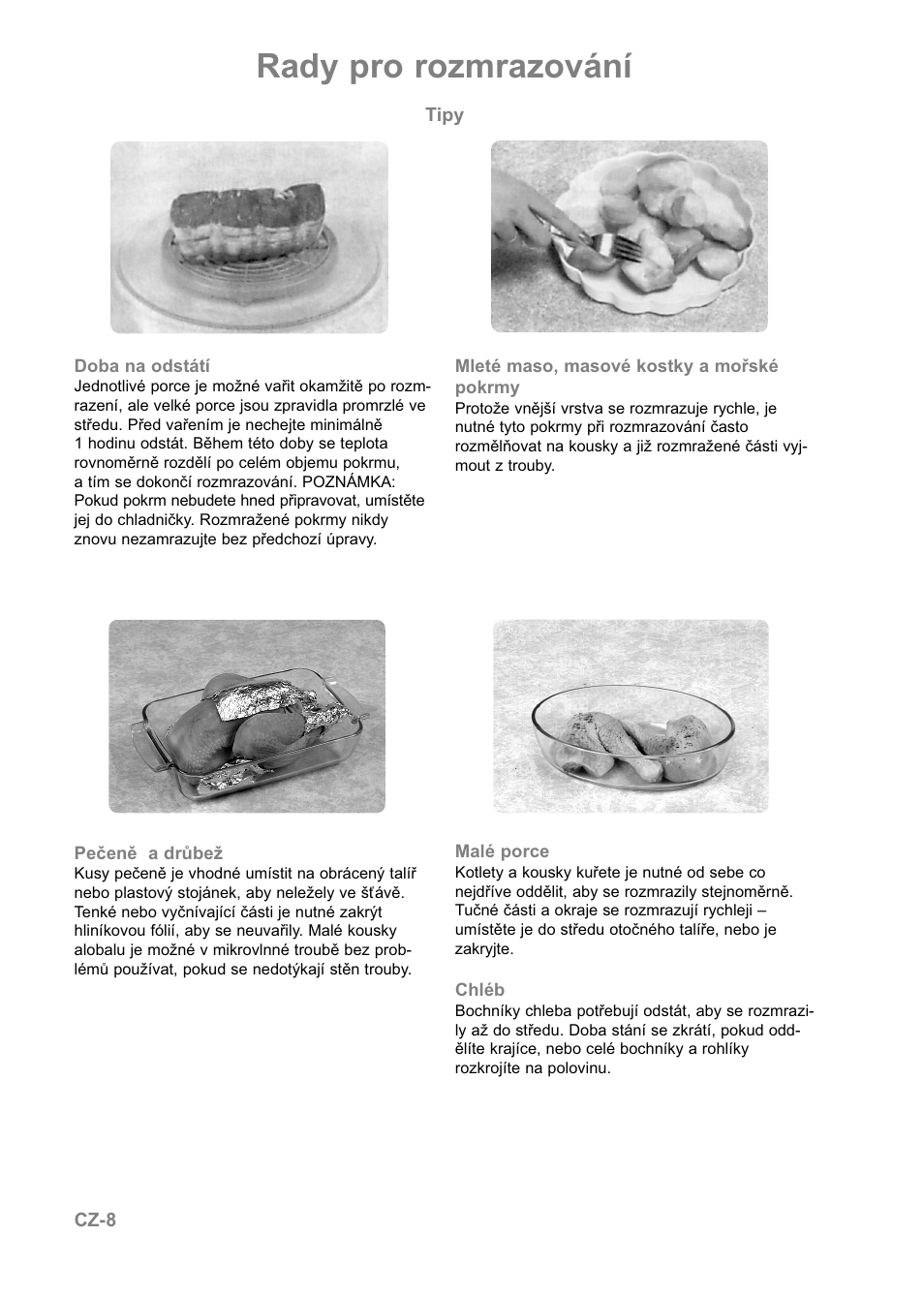 Rady pro rozmrazování | Panasonic NNE251 User Manual | Page 154 / 194
