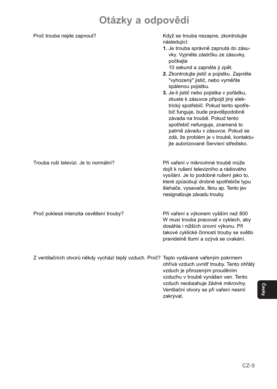 Otázky a odpovědi | Panasonic NNE251 User Manual | Page 155 / 194