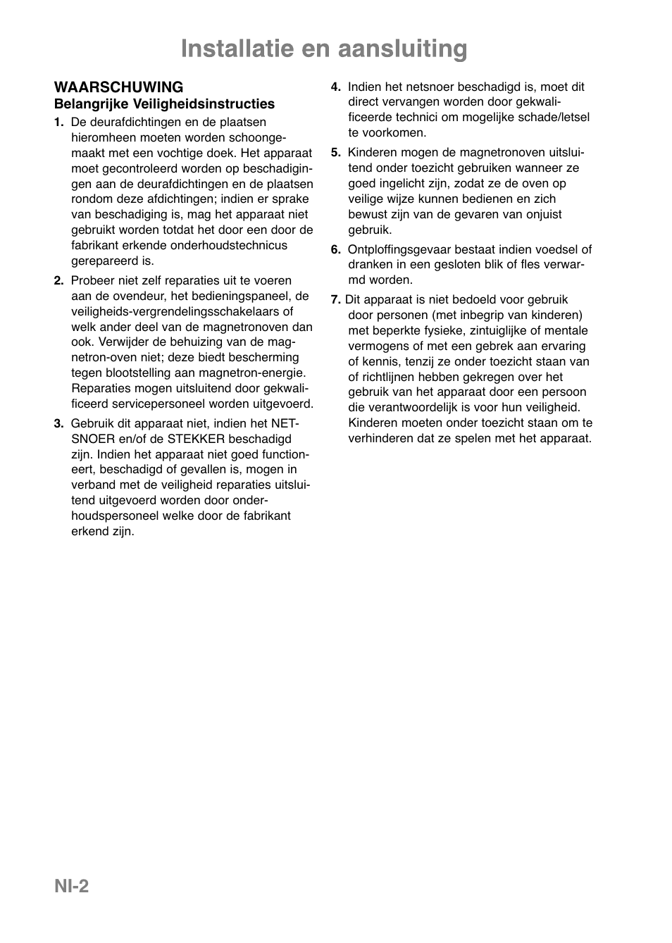 Ni-2 | Panasonic NNE251 User Manual | Page 16 / 194