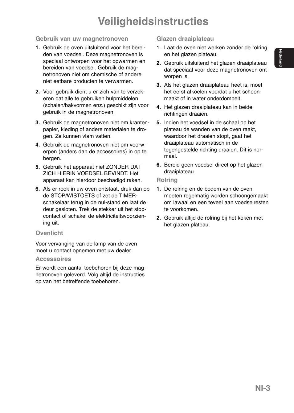 Ni-3 | Panasonic NNE251 User Manual | Page 17 / 194
