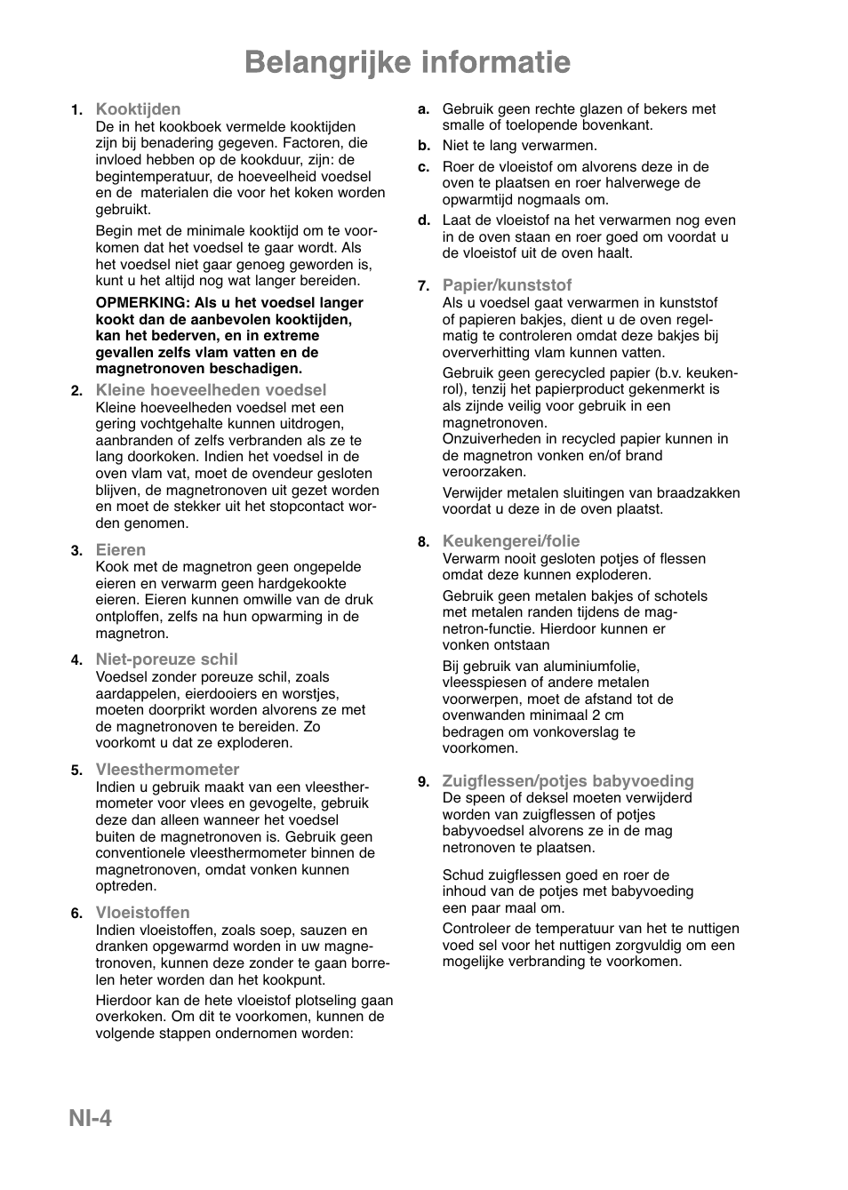 Ni-4 | Panasonic NNE251 User Manual | Page 18 / 194