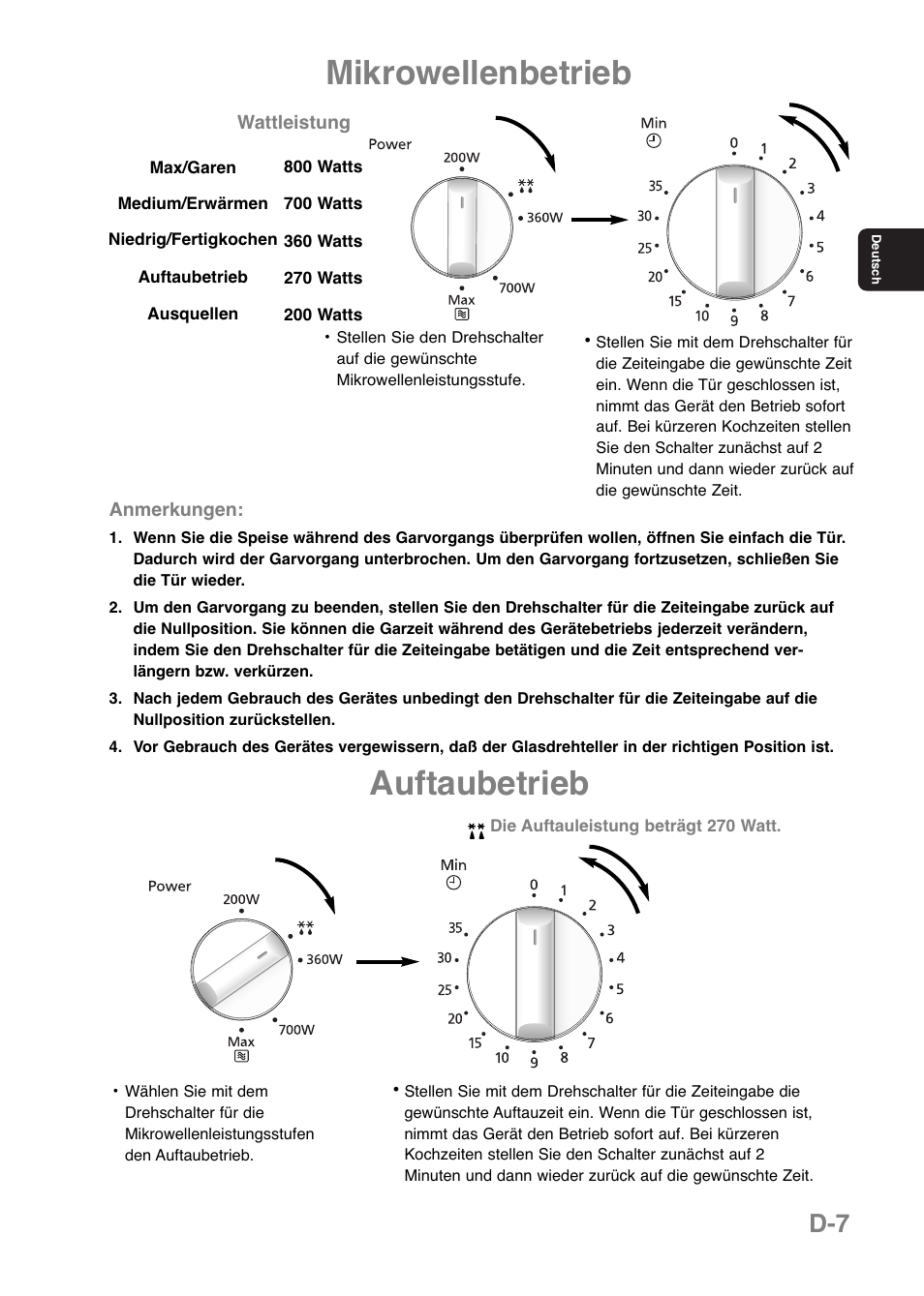 Mikrowellenbetrieb, Auftaubetrieb | Panasonic NNE251 User Manual | Page 33 / 194