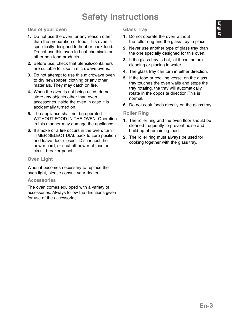 Safety instructions, En-3 | Panasonic NNE251 User Manual | Page 5 / 194