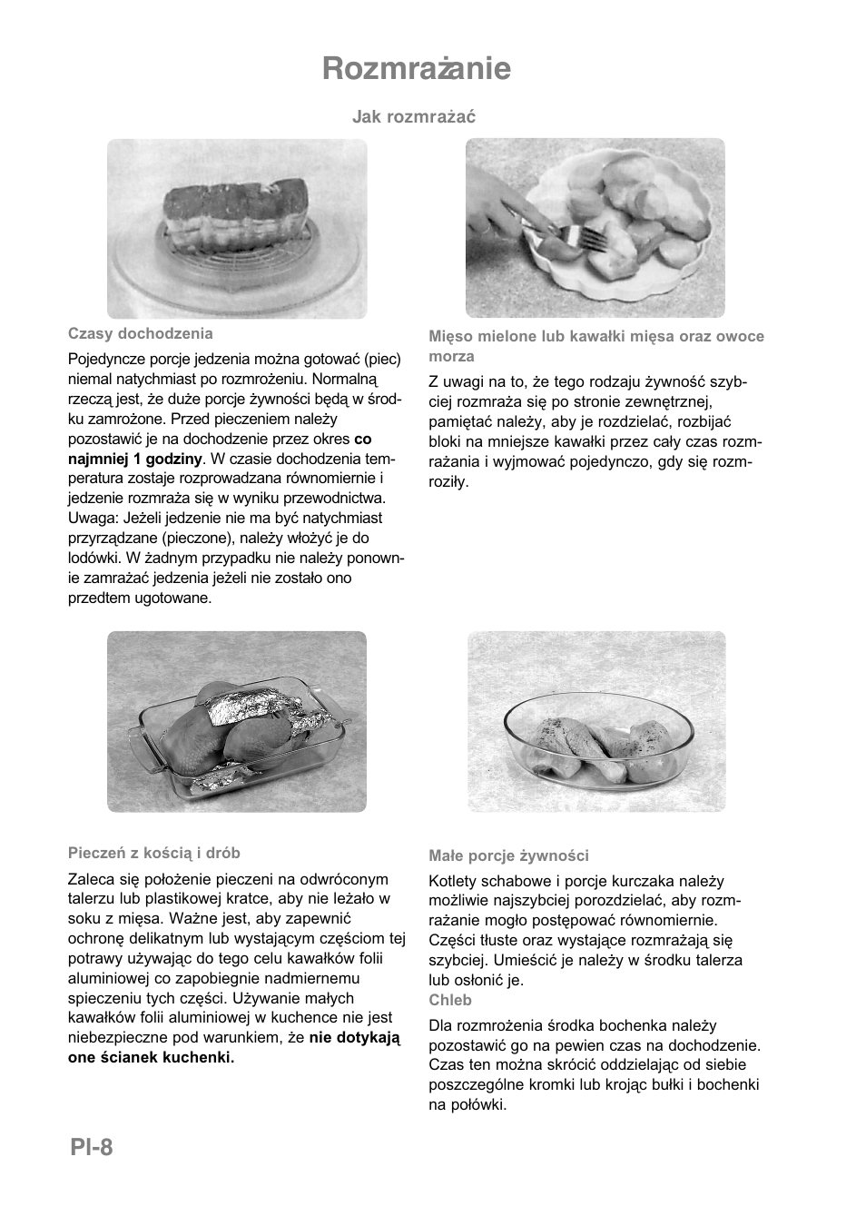 Rozmrażanie, Pl-8 | Panasonic NNE251 User Manual | Page 94 / 194