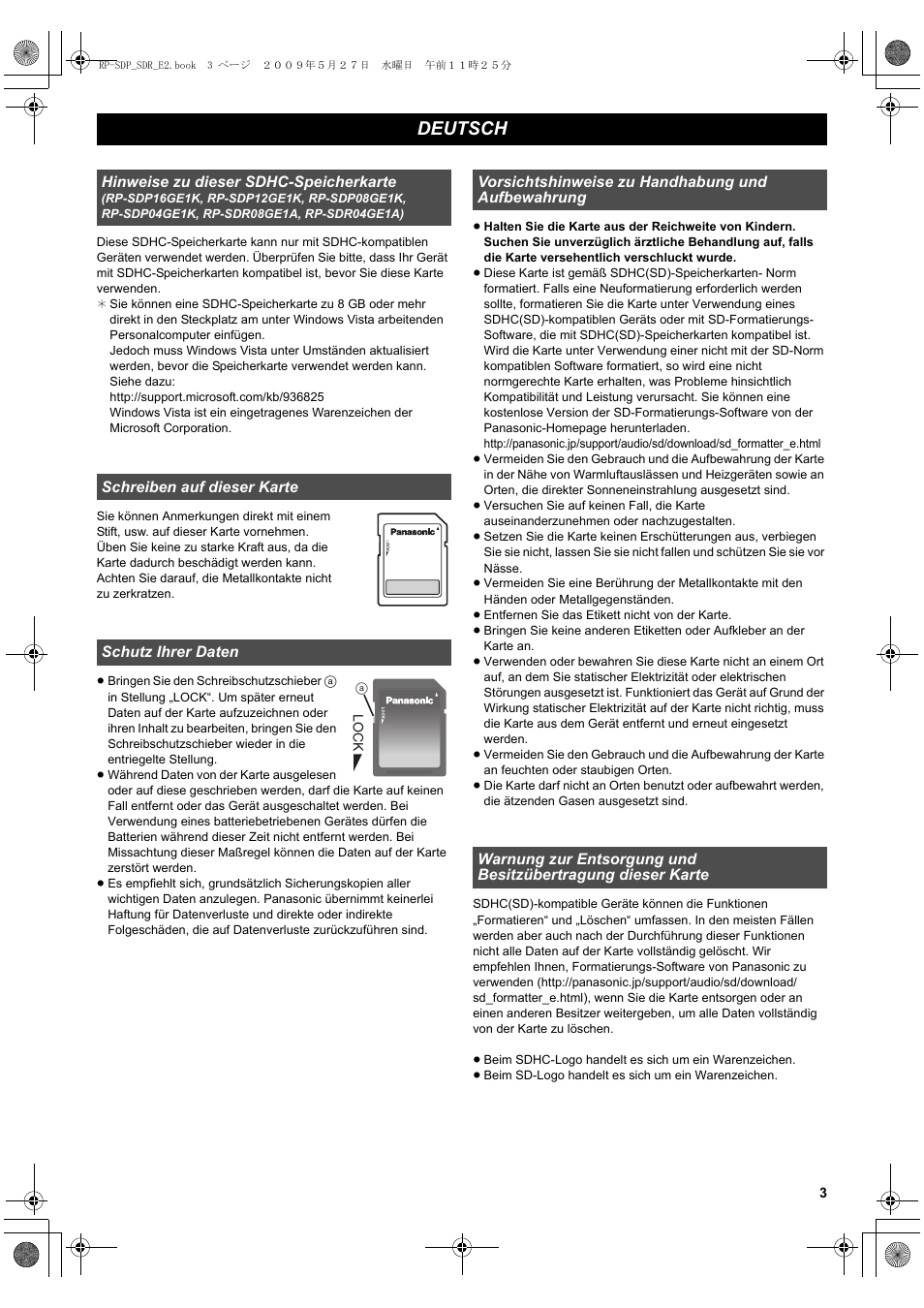 Deutsch | Panasonic RPSDP12GE1K User Manual | Page 3 / 18