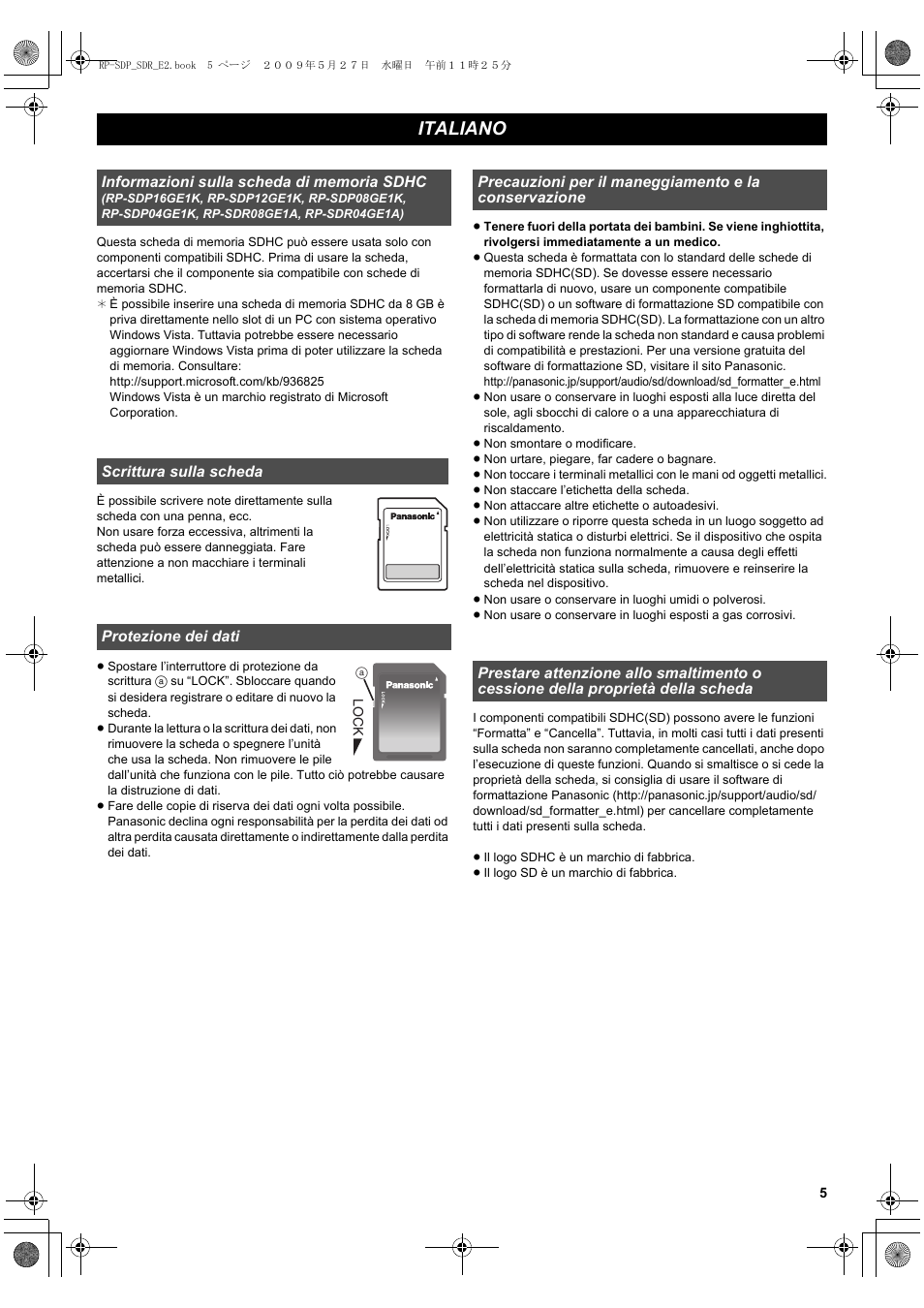 Italiano | Panasonic RPSDP12GE1K User Manual | Page 5 / 18