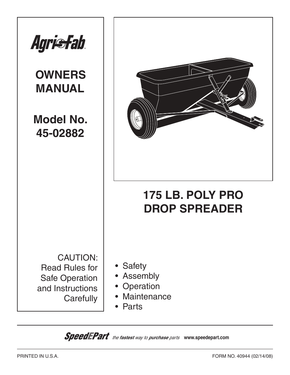 Agri-Fab 45-02882 User Manual | 8 pages