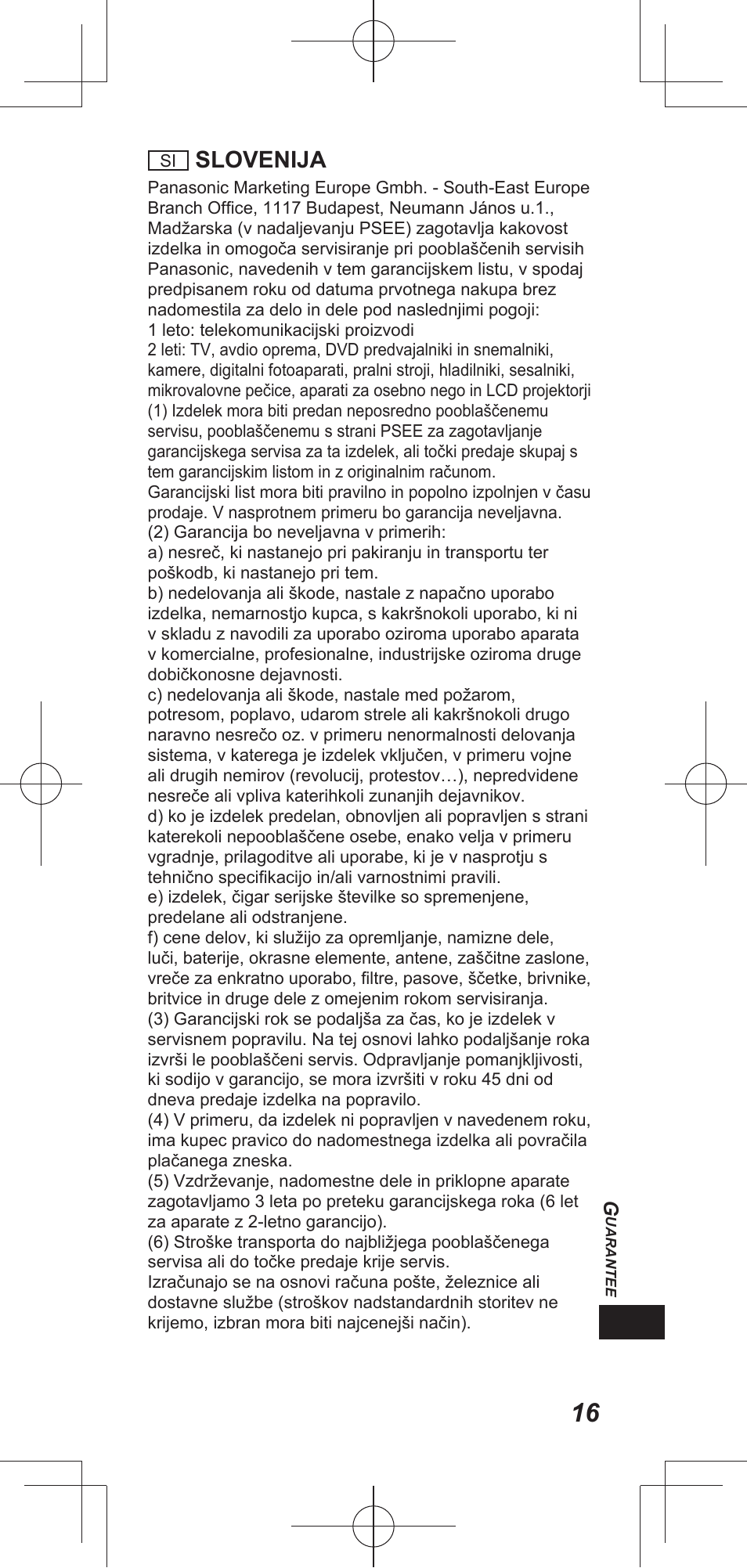 Slovenija | Panasonic TYEP3D20E User Manual | Page 59 / 88