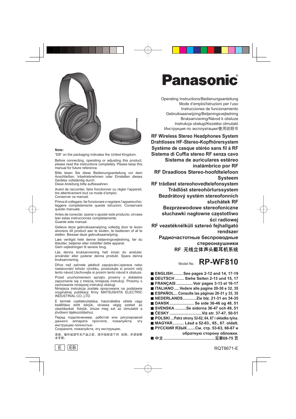 Panasonic RPWF810 User Manual | 76 pages