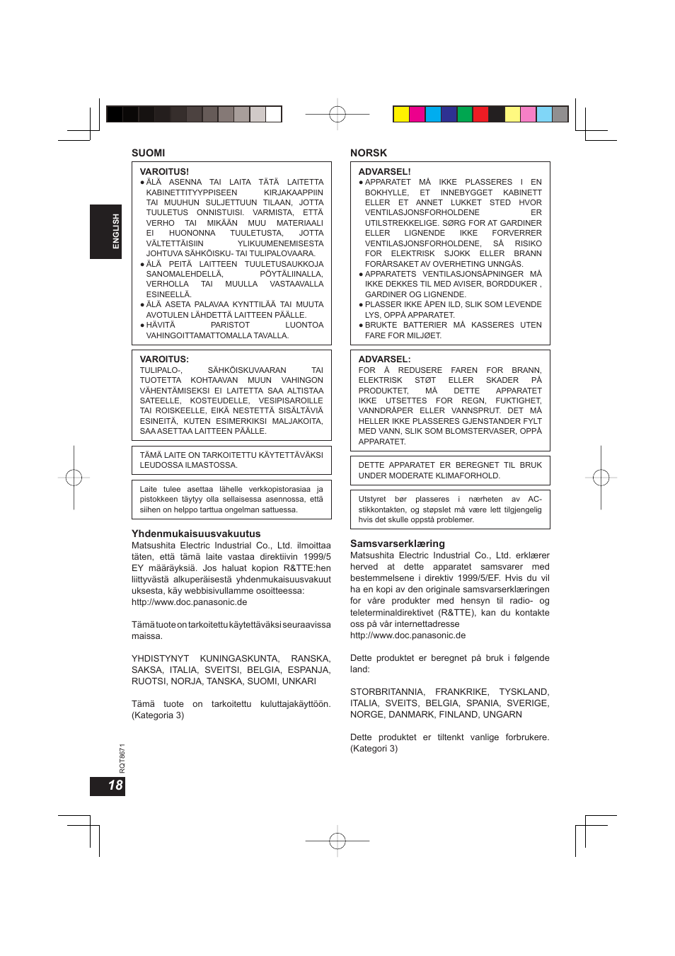 Panasonic RPWF810 User Manual | Page 18 / 76