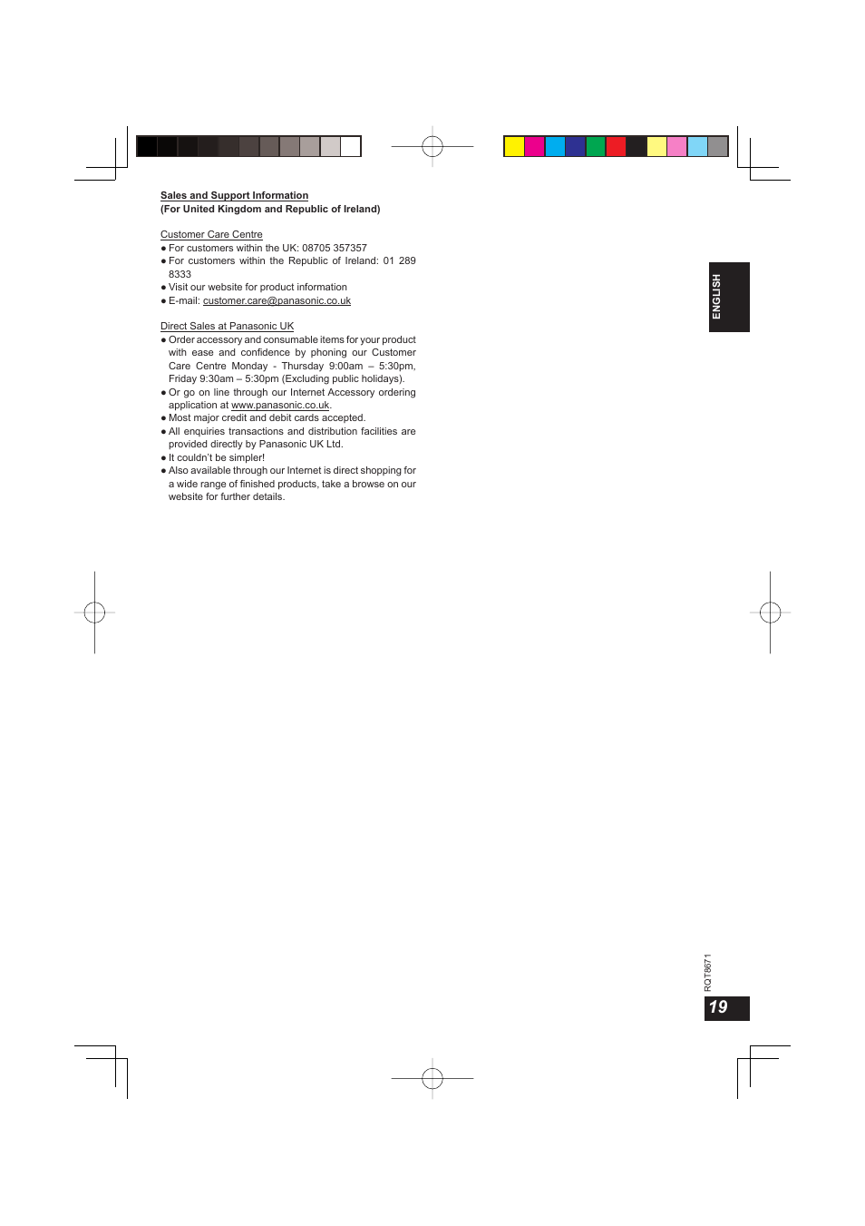 Panasonic RPWF810 User Manual | Page 19 / 76