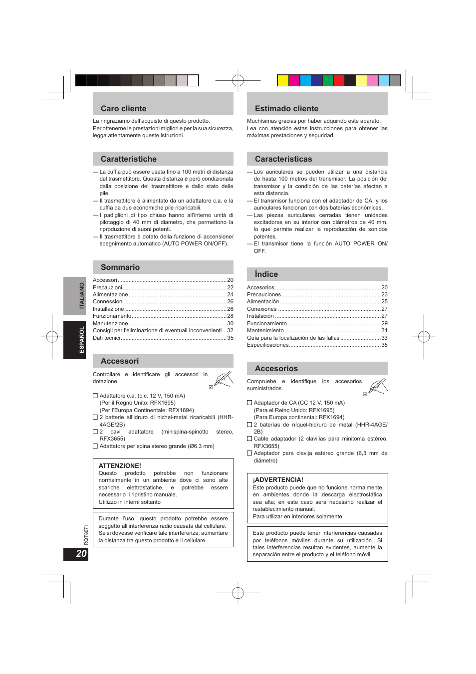 Panasonic RPWF810 User Manual | Page 20 / 76