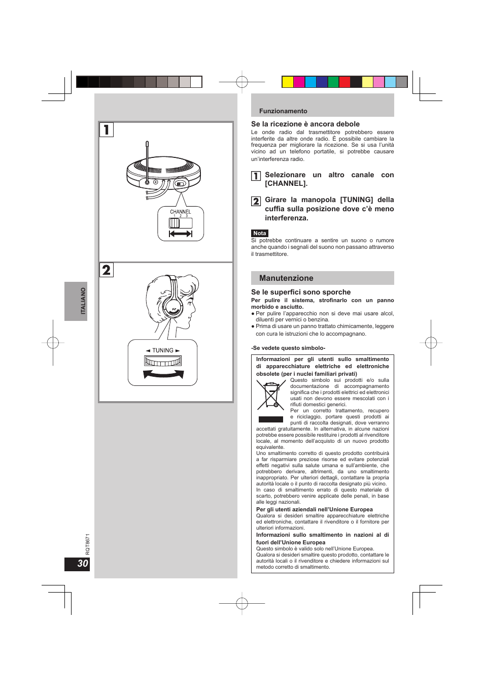 Manutenzione | Panasonic RPWF810 User Manual | Page 30 / 76