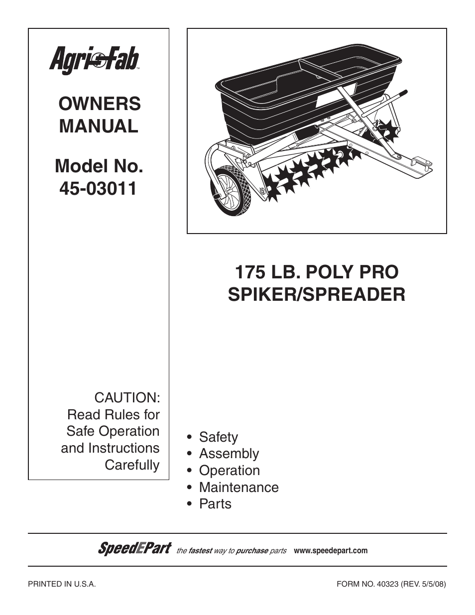 Agri-Fab 45-03011 User Manual | 12 pages