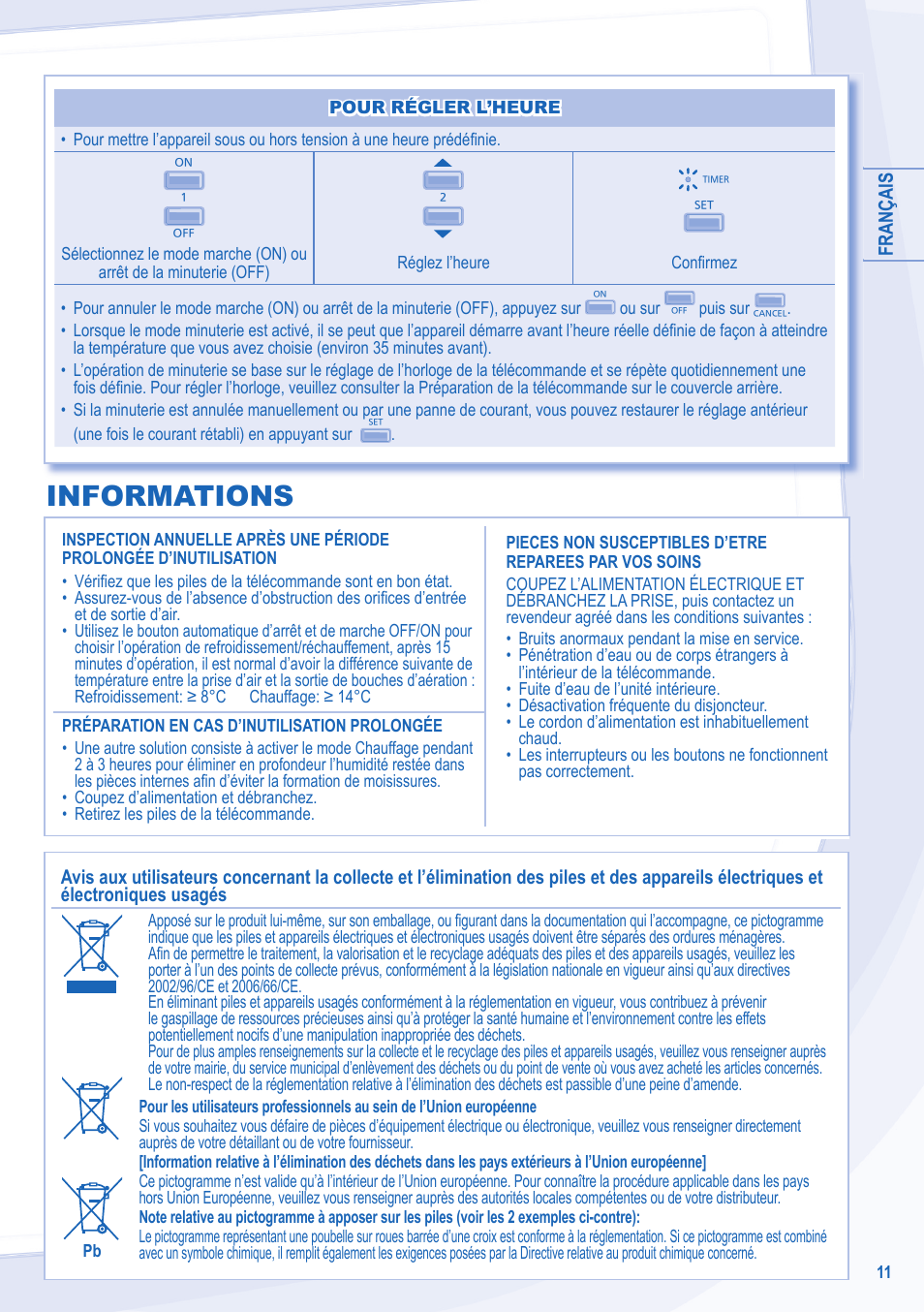 Informations | Panasonic CSRE24NKX User Manual | Page 11 / 40