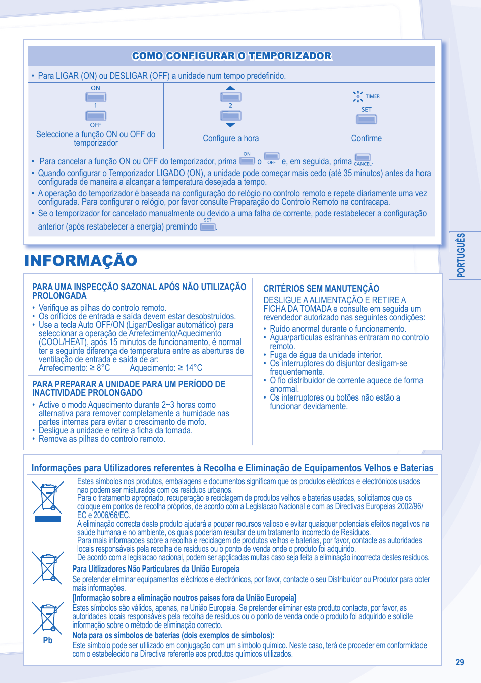 Informação | Panasonic CSRE24NKX User Manual | Page 29 / 40