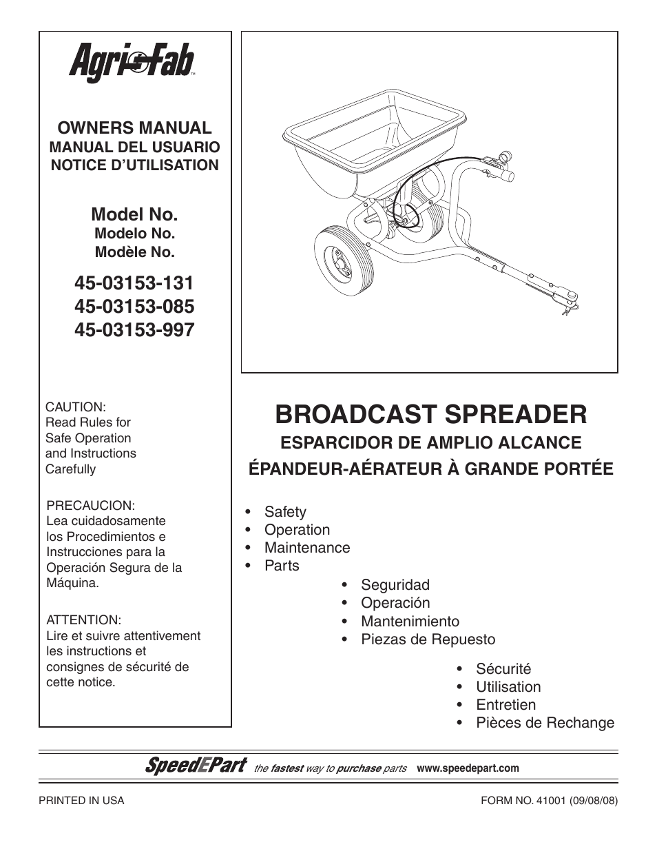 Agri-Fab 45-03153-997 User Manual | 8 pages