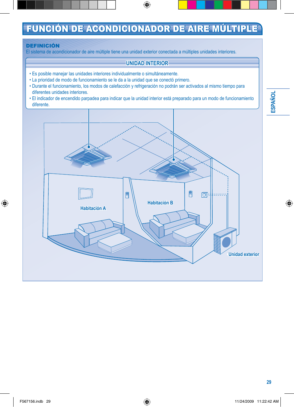 Función de acondicionador de aire múltiple | Panasonic U5LA1E5 User Manual | Page 29 / 112