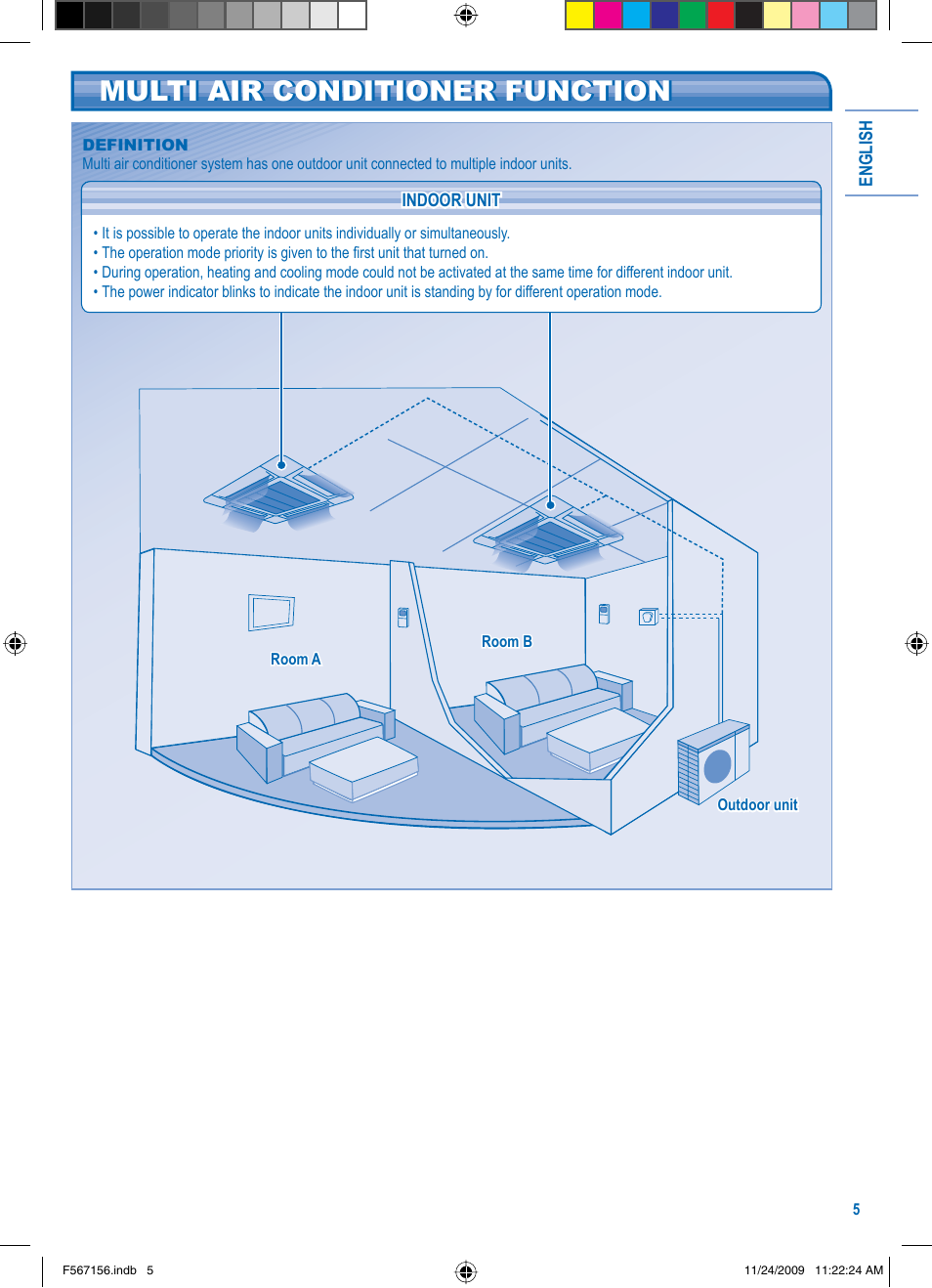 Multi air conditioner function | Panasonic U5LA1E5 User Manual | Page 5 / 112