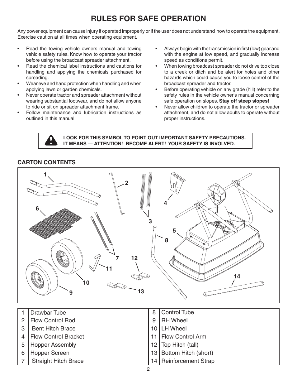 Rules for safe operation | Agri-Fab 45-0414 User Manual | Page 2 / 12