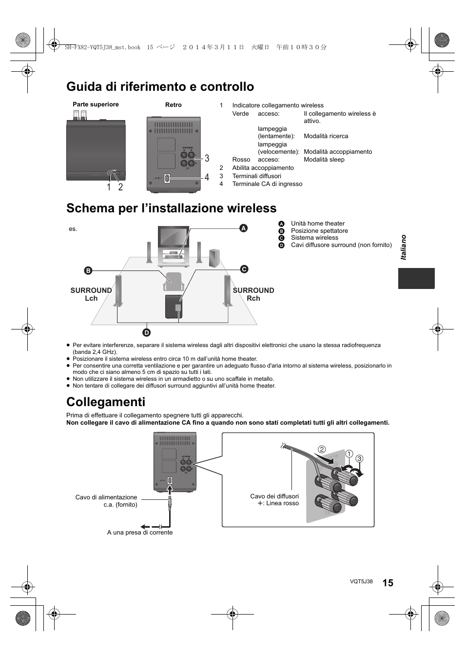 Collegamenti | Panasonic SHFX82E User Manual | Page 15 / 56