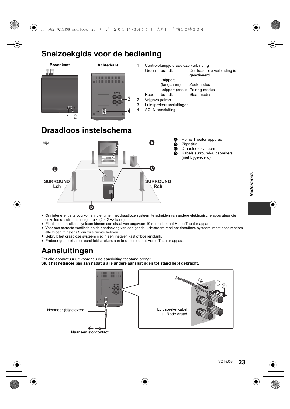 Aansluitingen | Panasonic SHFX82E User Manual | Page 23 / 56
