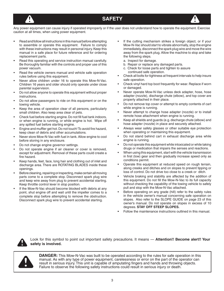 Safety | Agri-Fab 62468 User Manual | Page 3 / 24