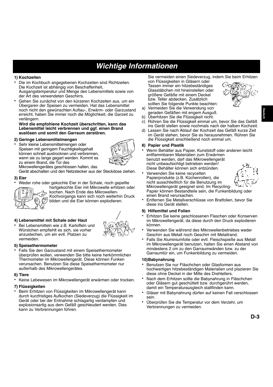 Wichtige informationen | Panasonic NNS255WBWPG User Manual | Page 20 / 62