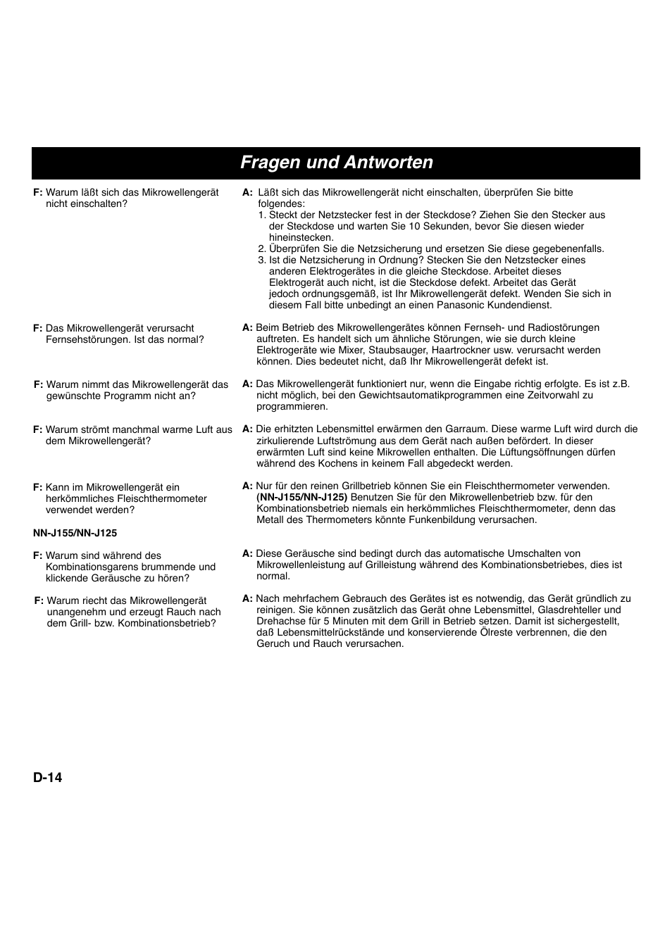 Fragen und antworten, D-14 | Panasonic NNS255WBWPG User Manual | Page 31 / 62