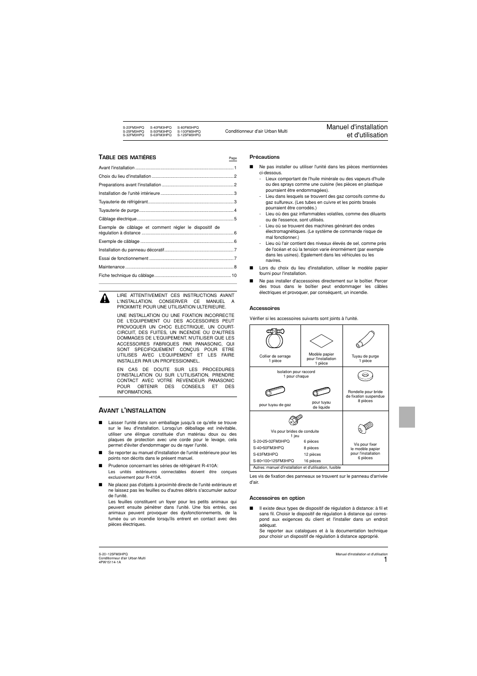 Manuel d'installation et d'utilisation | Panasonic S25FM3HPQ User Manual | Page 23 / 86