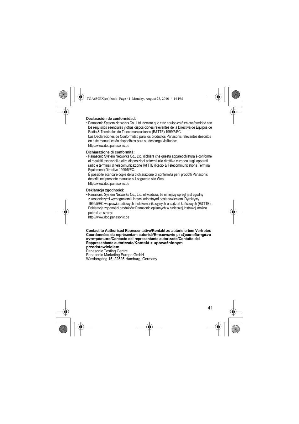 Panasonic KXTGA659EX User Manual | Page 41 / 44