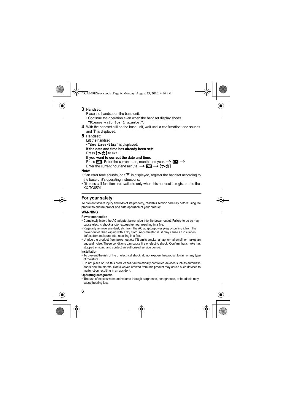 Panasonic KXTGA659EX User Manual | Page 6 / 44