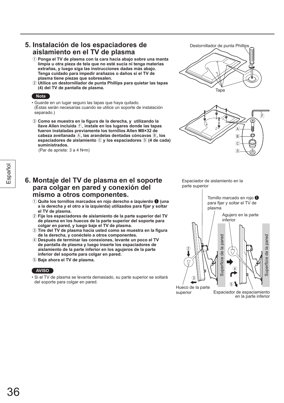 Español | Panasonic TYWK4P1RW User Manual | Page 36 / 84