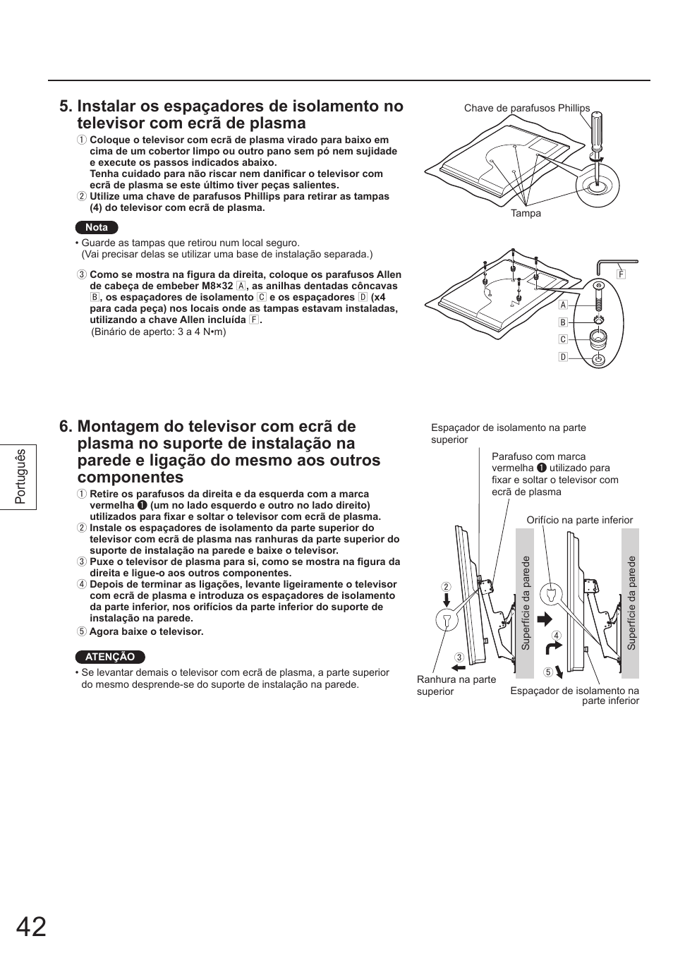 Português | Panasonic TYWK4P1RW User Manual | Page 42 / 84