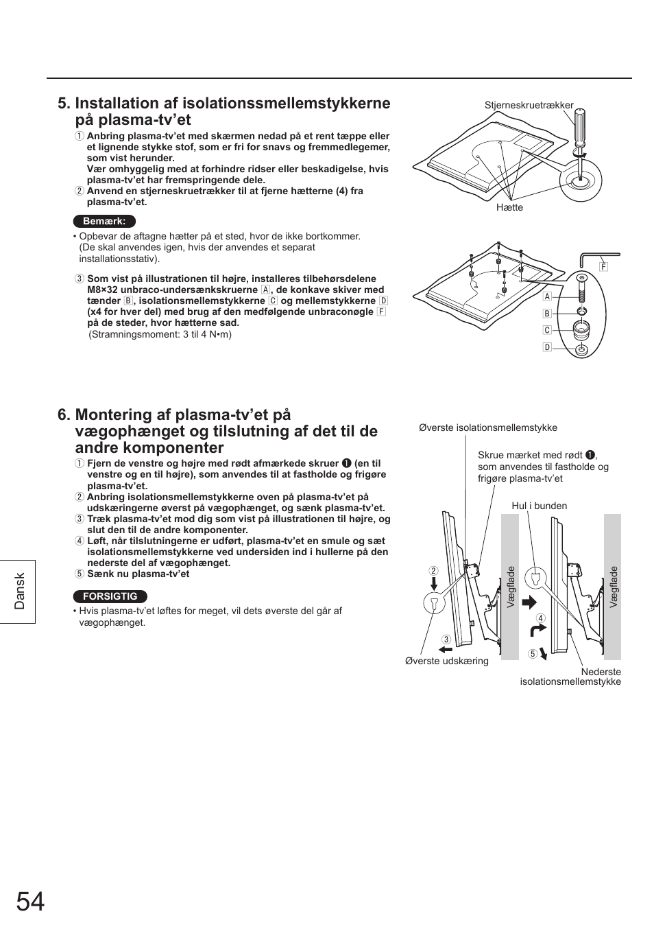 Dansk | Panasonic TYWK4P1RW User Manual | Page 54 / 84