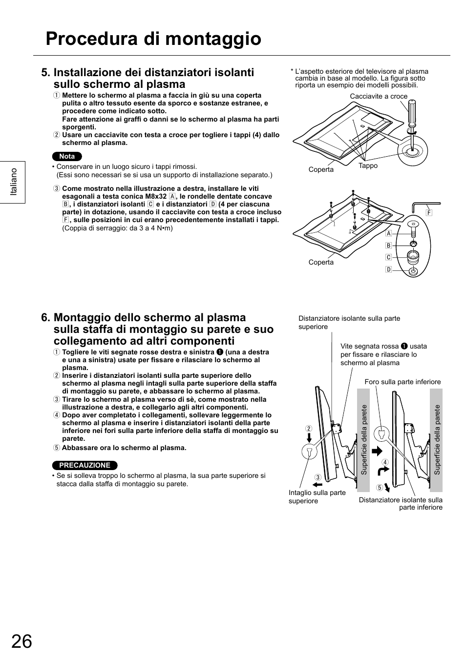 Procedura di montaggio | Panasonic TYWK5P1RW User Manual | Page 26 / 90