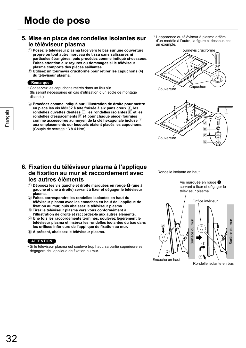 Mode de pose | Panasonic TYWK5P1RW User Manual | Page 32 / 90