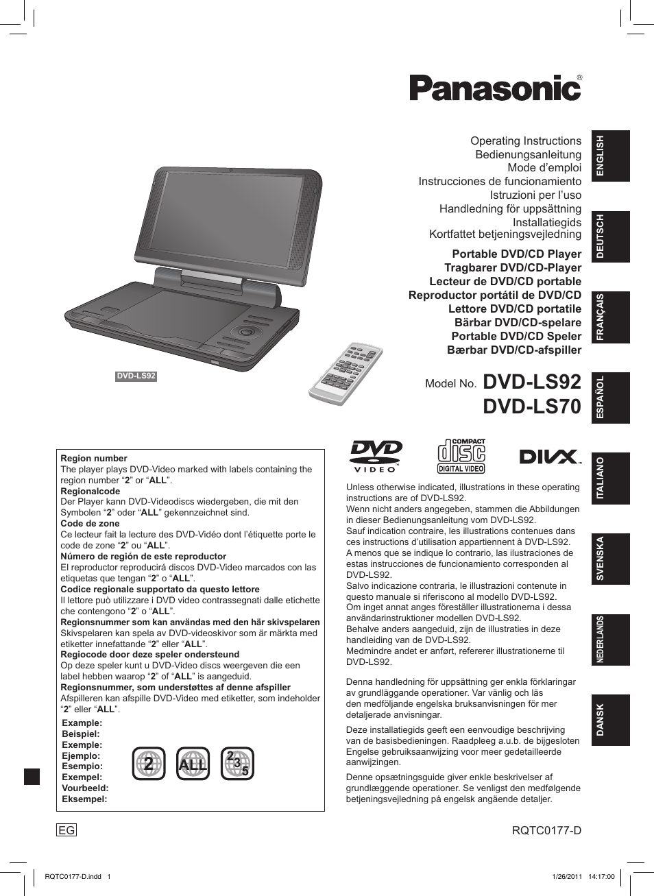 Panasonic DVDLS92EG User Manual | 112 pages