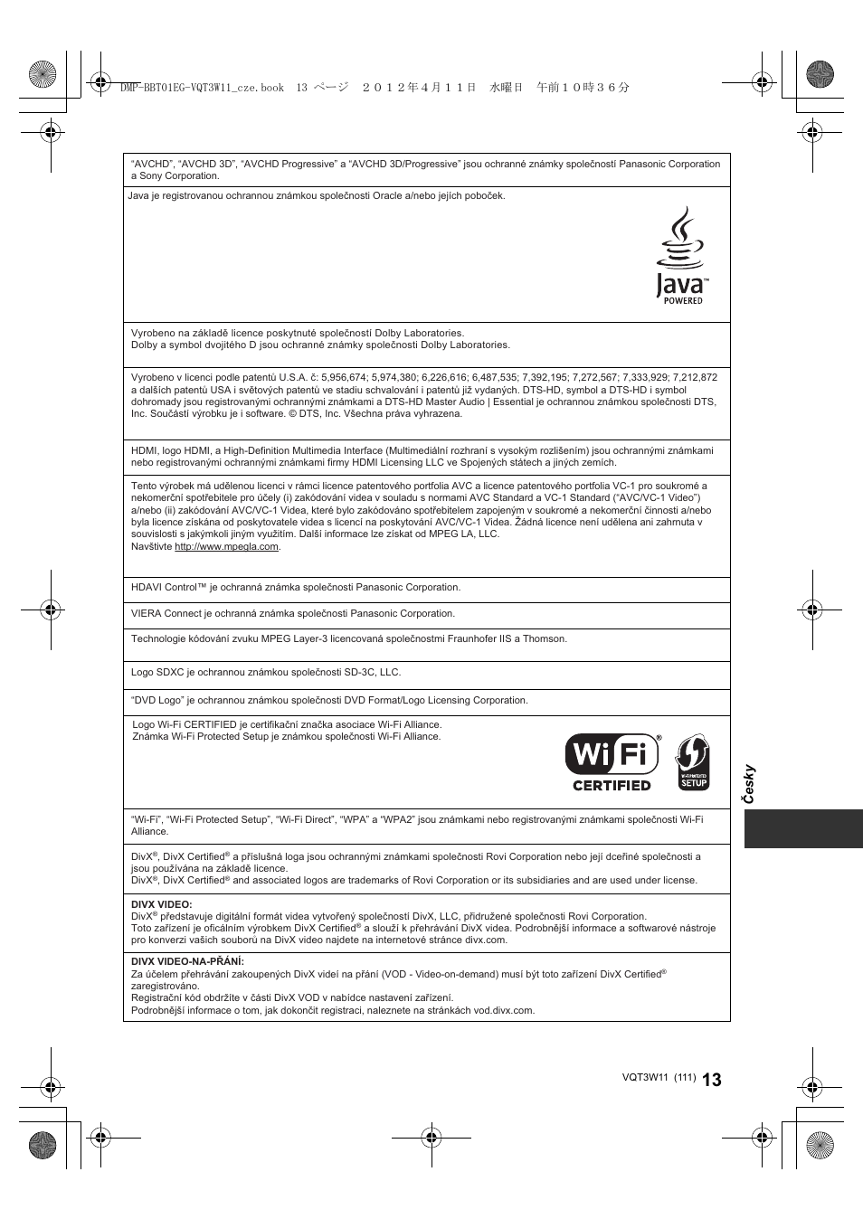 Panasonic DMPBBT01EG User Manual | Page 111 / 156