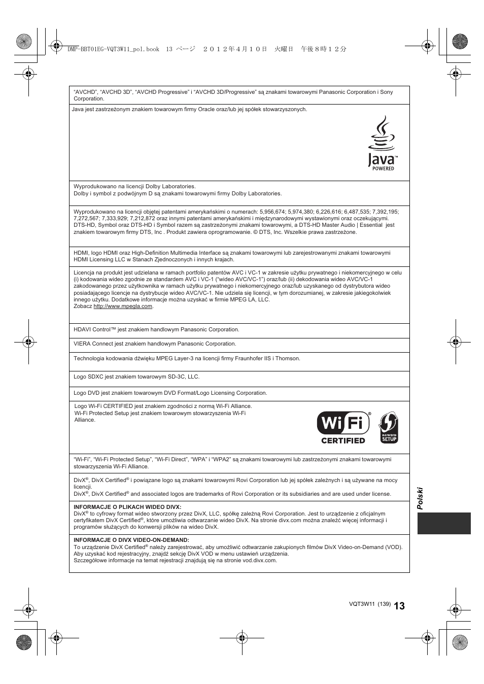 Panasonic DMPBBT01EG User Manual | Page 139 / 156