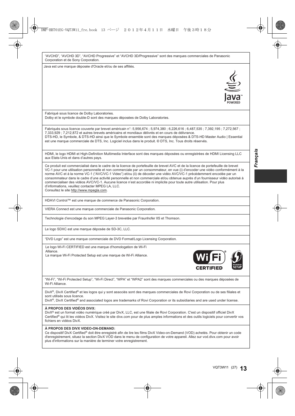 Panasonic DMPBBT01EG User Manual | Page 27 / 156