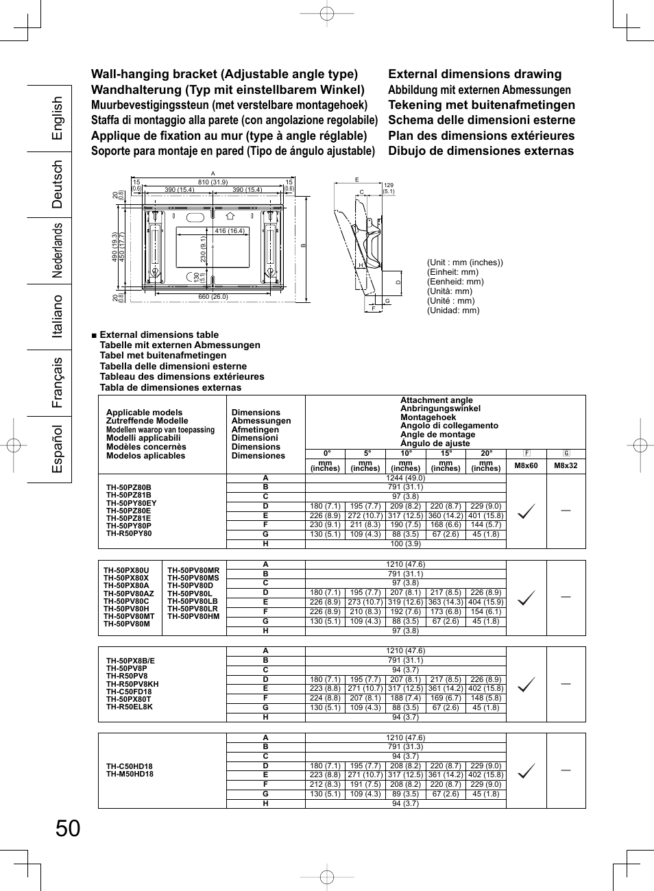 Panasonic TYWK42PR4W User Manual | Page 50 / 56