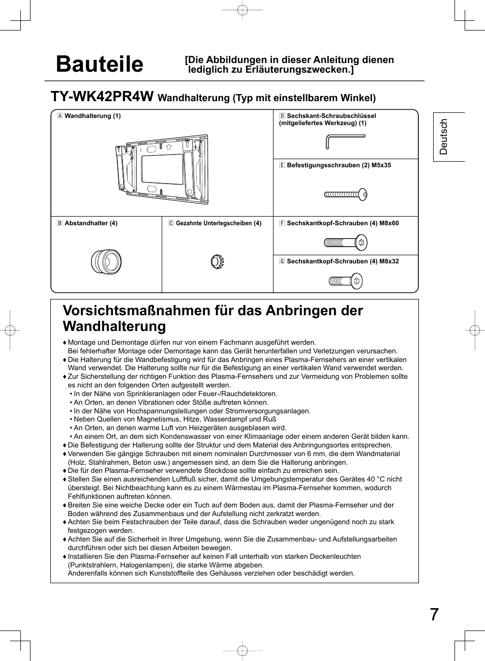 Bauteile, Ty-wk42pr4w | Panasonic TYWK42PR4W User Manual | Page 7 / 56