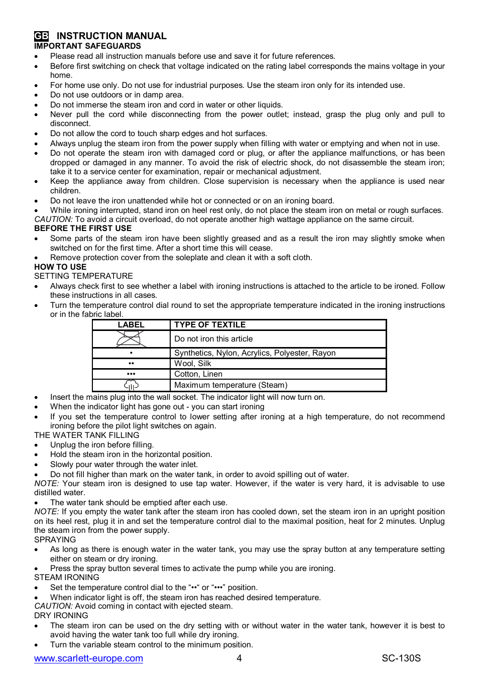Scarlett SC-130S User Manual | Page 4 / 26