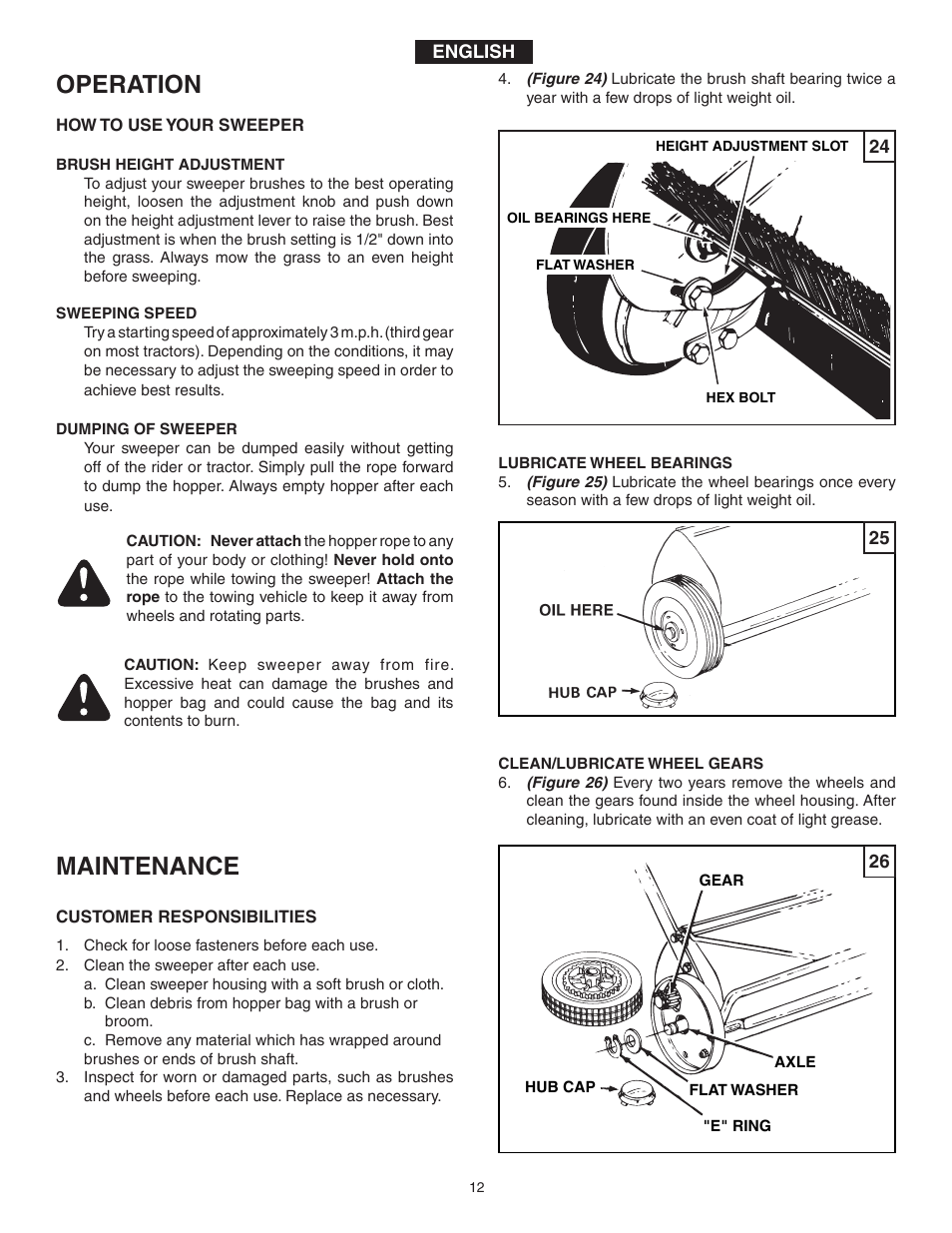 Operation, Maintenance | Agri-Fab 45-03371 User Manual | Page 12 / 24