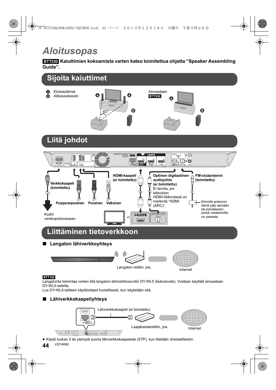 Aloitusopas | Panasonic SCBTT200EG User Manual | Page 44 / 56