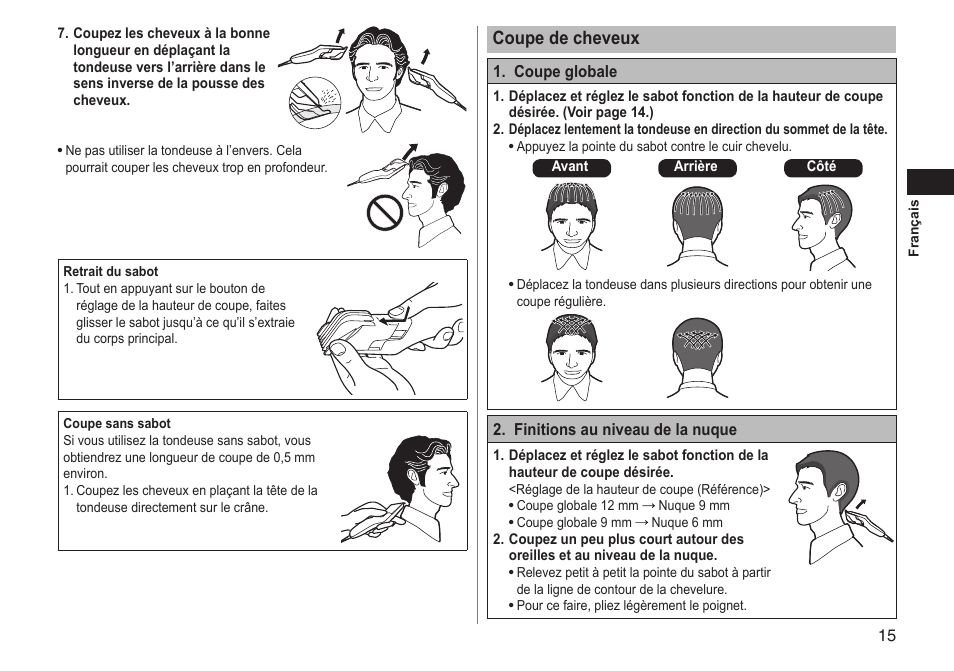 Coupedecheveux | Panasonic ERGC20 User Manual | Page 15 / 100